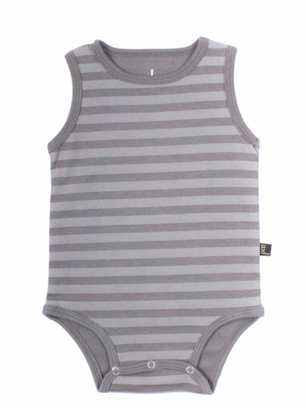 AXL Organic Cotton Storm Gray Striped Sleeveless One-Piece Bodysuit
